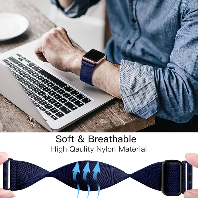 Lerobo Braided Band Compatible with Apple Watch Series 11 10 9 8 7 46mm 45mm 41mm Ultra SE 3 2 1 49mm Series 6 5 4 3 44mm 40mm 38mm 42mm Men iWatch Bands Women Stretchy Nylon Solo Loop Sport Strap