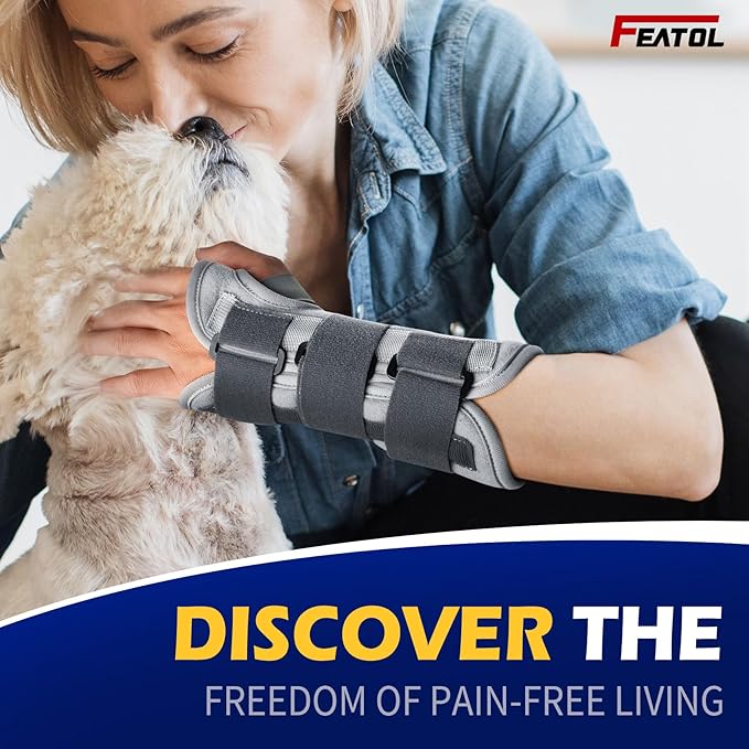 FEATOL Wrist Brace Splint Carpal Tunnel for Women Men, Night Wrist Sleep Support Brace, Right Hand, Small/Medium, Pain Relief for Sprain, Arthritis, Tendonitis