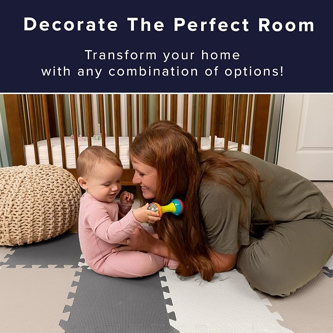 We Sell Mats 3/8" Thick Multipurpose EVA Foam Exercise Floor Mat, 12"x12" Interlocking Kid-Friendly Tiles, Anti-Fatigue for Home, Gym, Playpens, Classrooms