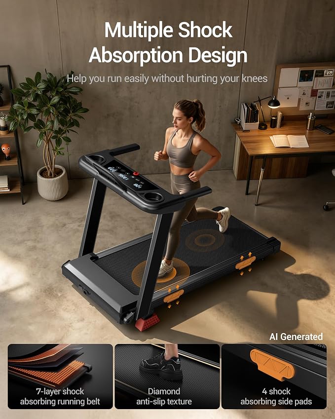 16% Foldable Incline Treadmills for Home, 12 Automatic Modes