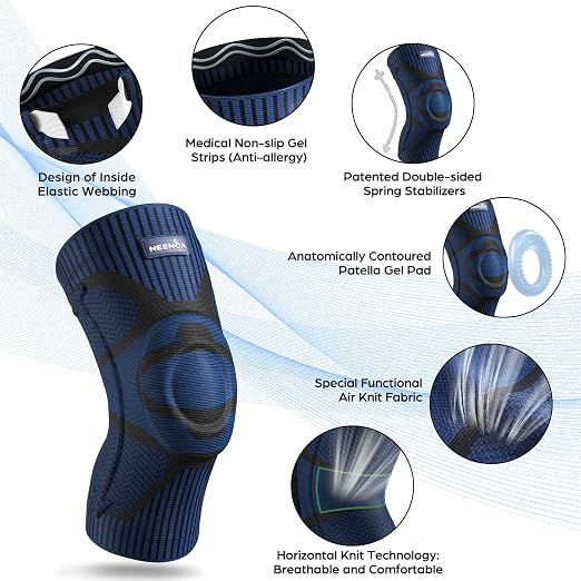 NEENCA Professional Knee Brace, Medical Knee Support for Women & Men Relief | Patented Patella Gel Pad & Side Stabilizers, Compression Sleeve for Knee Pain, Swelling, ACL, PCL, Arthritis, Sports, Workout