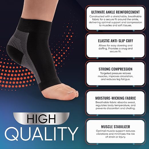 PhysFlex Ankle Brace Support - Ankle Compression Sleeve - Foot Brace for Women & Men - Tendonitis & Arthritis Ankle Brace Sports Running, Plantar Fasciitis Relief & Stabilizing Ankle Wrap