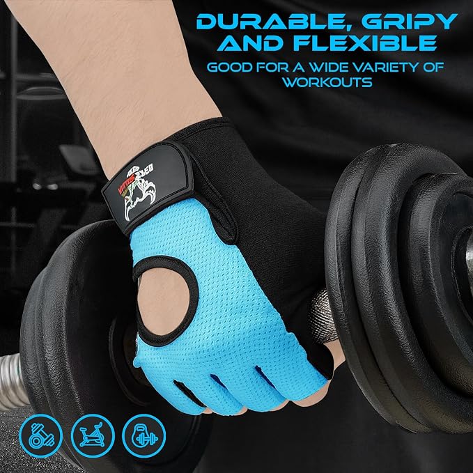 BEAST RAGE Fingerless Weight Lifting Gloves with Palm Protection Padding, Breathable Lightweight Gym Gloves for Men, Women, Weightlifting, Cycling, Exercise, Training Pull Up
