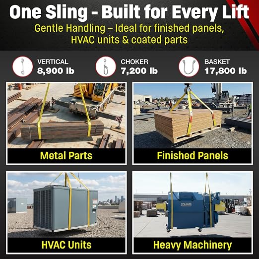 DD Sling 3 Inch x 8 Foot Nylon Lifting Sling – USA Made, 8,900 lb Vertical, 7,200 lb Choker, 17,800 lb Basket – 2-Ply Heavy Duty 900 Webbing, Type 4 Twisted Eye & Eye Rigging Sling