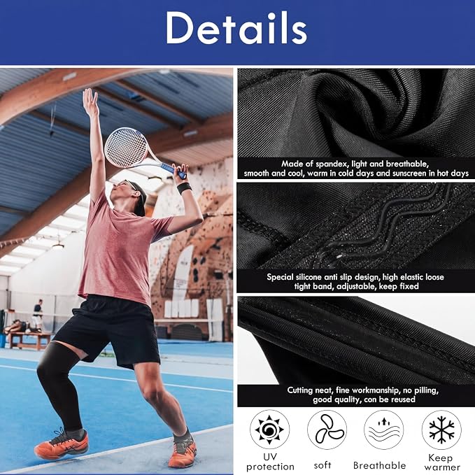 Tatuo Leg Sleeves Compression Long Knee Sleeve UV Protect for Men Women Sport Basketball Football