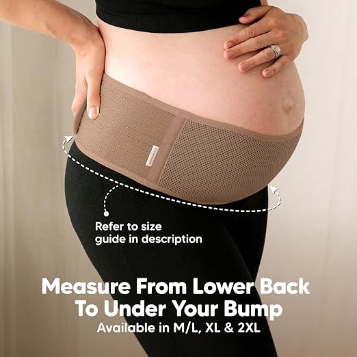 KeaBabies Pregnancy Belly Bands for Pregnant Women,1pk (Warm Tan, XL) | Soft, Breathable, Maternity Belly Support Band, Easy Adjustable Maternity Belt for Back, Pelvic Support, Comfortable