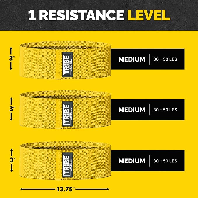 Fabric Resistance Bands for Working Out, 3-Pack for Legs and Glutes | Booty bands for women and men, non-slip grip, 3 resistance levels, for squats, lunges, hip thigh training, glute activation