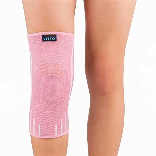 VITTO Kids Knee Brace - Osgood Schlatter Knee Brace Youth, Compression Sleeve for Boys and Girls from 4-14 years old (Pink, XL)