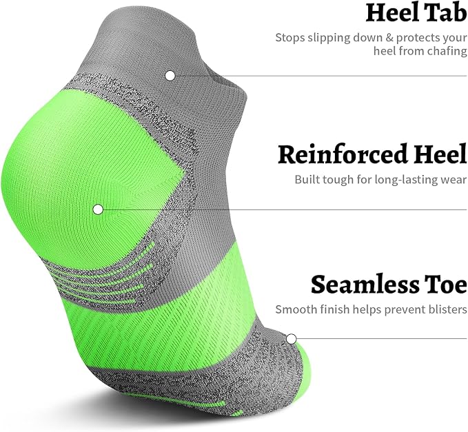 Ankle Compression Socks for Women 6 Pairs Running Socks with Arch Support | Athletic Womens Ankle Socks for Running, Gym, Workouts, Long-Distance Walking, Travel, Daily Use, Relieve Plantar Fasciitis