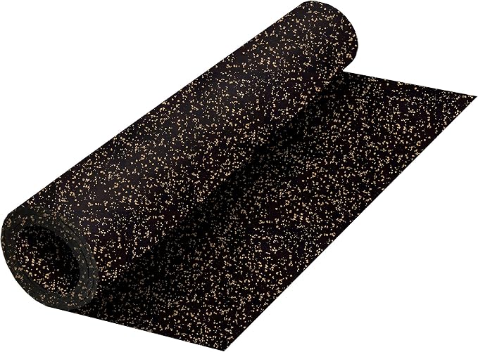 Genaflex Rubber Gym Floor Mat, Heavy Duty Commercial Protective Gym Flooring Roll - 8mm Thick (10% Tan, 4' X 4')