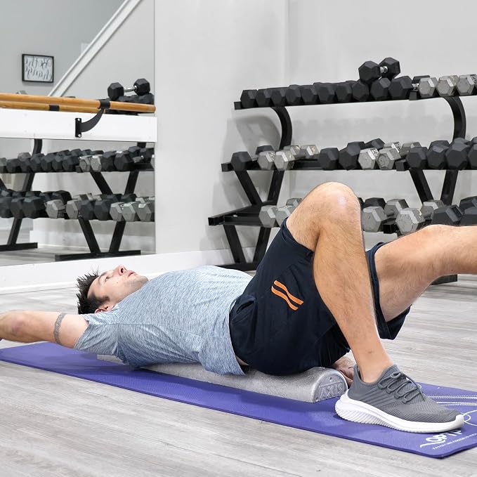 OPTP Silver AXIS Moderately Firm Foam Roller – Half-Round, Silver, 36" x 3" | Moderate density for sports medicine, physical therapy, Pilates, yoga, trigger point myofascial release, Heat-molded EPP foam