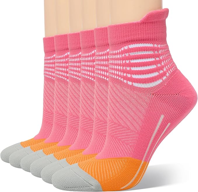 IRAMY Compression Ankle Support Socks Women Wicking Cushioned Athletic Plantar Fasciitis Relief 3/4/6 Pairs