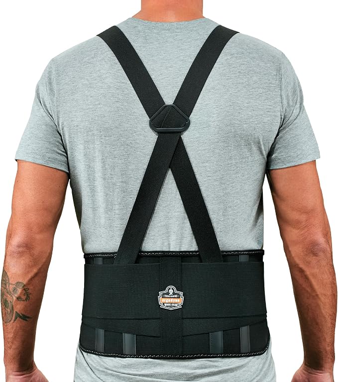 Ergodyne - 11118 ProFlex 1625 Back Support Brace, Stays and Rubber Webbing for Snug Fit, Removeable Straps, Adjustable Black