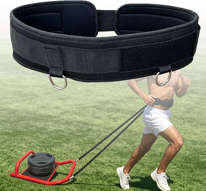 Weighted Training Waist Belt for Pulling Sled and Tires,Weight Sled Pulling Strap,Sled Trainer Pull Leash of Sled Harness,Pulley Strap for Strength Speed Agility Training