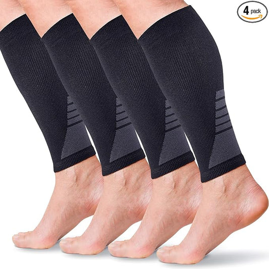 Calf Compression Sleeves for Men and Women - (2 Pair) Footless Compression Socks Support for Running, Cycling, Sports - Leg Sleeve Brace, Helps with Pain Relief