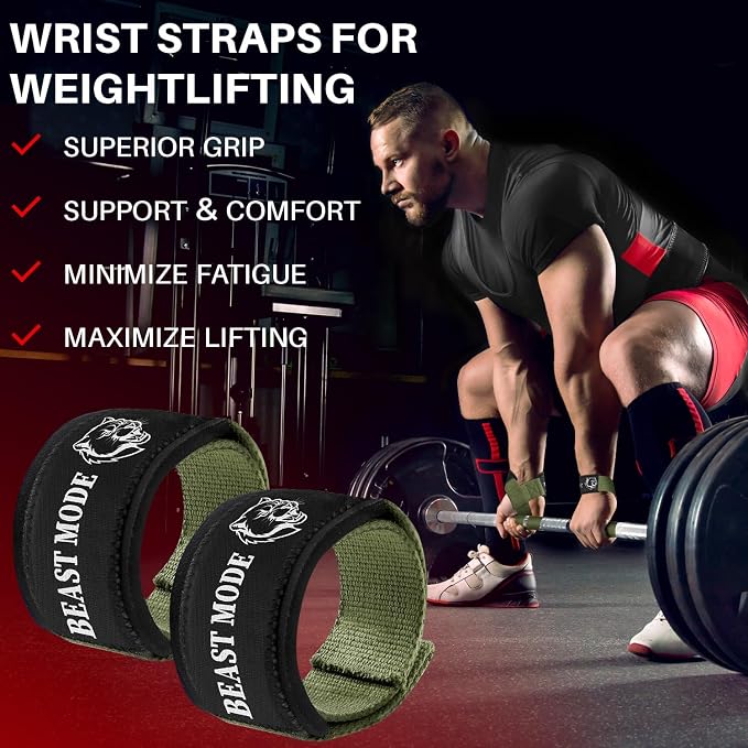 TECEUM Neoprene Padded Cotton Lifting Straps for Weightlifting, 1 Pair