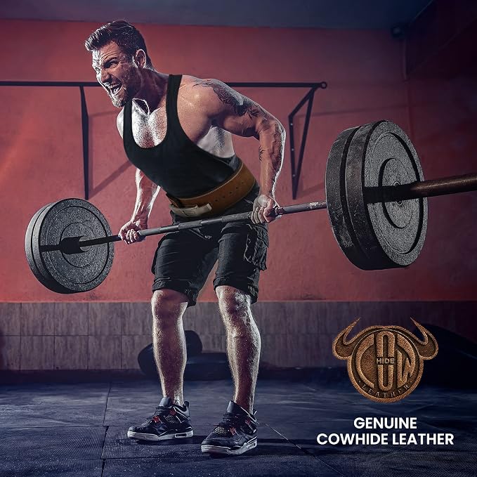 RDX Weight Lifting Belt Powerlifting, Approved By IPL and USPA, 10mm Thick 4" Leather Lumbar Back Support, Lever Buckle Gym Strength Training Equipment, Bodybuilding Deadlifts Squats Workout Men Women