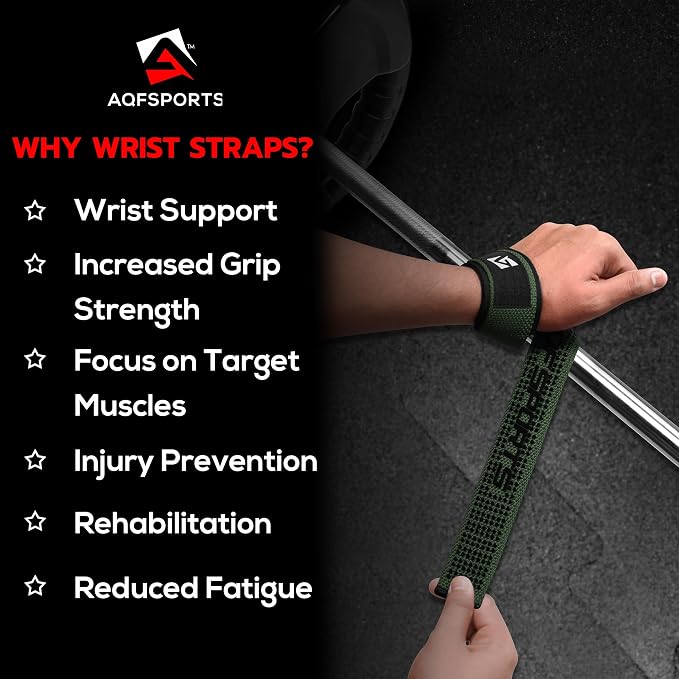 AQF Weight Lifting Straps, Padded Cotton Gym Wrist Straps for Deadlifts | 23" Extra-Long, Heavy-Duty Webbing, 5mm Neoprene Cushioning, Open-Loop Design, Sold as Pair, Ideal for Rows & Pull Workout
