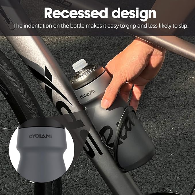 Bike Water Bottle 22oz/650ml Cycling Squeeze Water Bottle BPA Free Leakproof Easy-Squeeze Sports Bottles for Bicycle Gym Camping Hiking Truth Grey