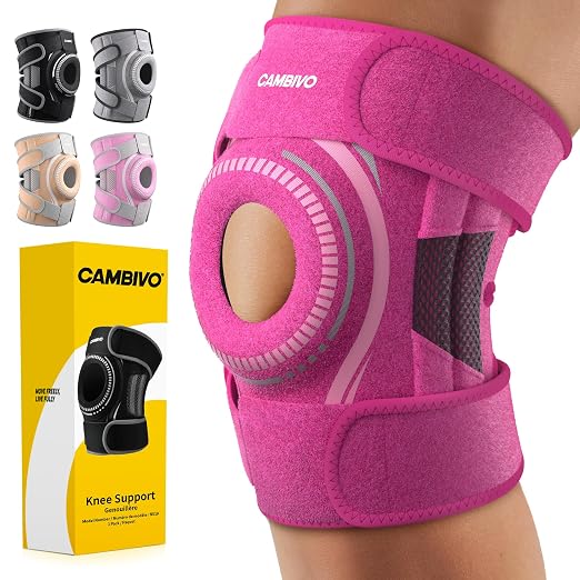 CAMBIVO Knee Brace with Stabilizers, Gel Pad & Open Patella for Men & Women | Open Patella Stabilizer for Arthritis, Meniscus & ACL MCL Relief. Adjustable Compression for Running & Sports Recovery