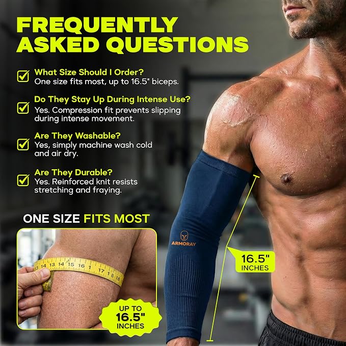 ARMORAY Arm Sleeves for Men and Women - UV Sun Protection Cooling Compression - Tattoo Cover Up Sleeve for Daily Wear & Work
