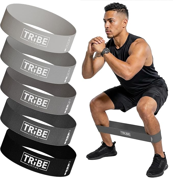 Fabric Resistance Bands for Working Out, 5-Band Set for Legs and Glutes | Booty bands for women and men, 5 resistance levels, for glute activation, hip training, squats, lunges and physical therapy