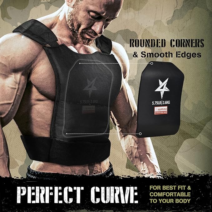 Yes4All Weighted Vest Plates with Curved Ergonomic Design for Running, Rucking & Strength Training, Comfortable Fit, 5.75/8.75/14/19.75 LB Pairs