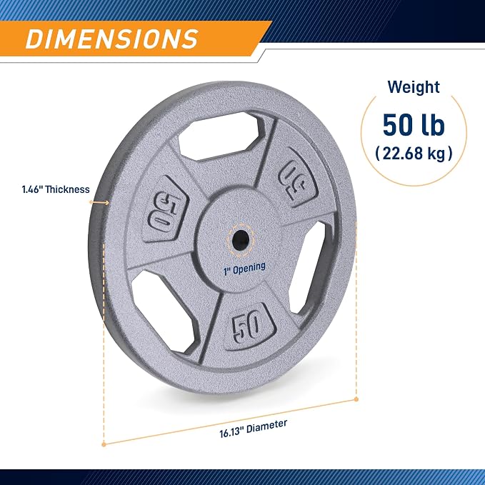 Marcy Cast Iron 50lb 1" Standard Grip Plate - B5G-5550