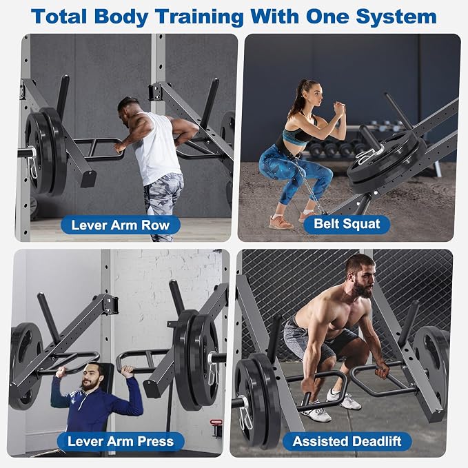 SELEWARE Squat Rack Attachment for Power Cage with 5/8" or 1" Holes | Y-Shaped Dip Bar Attachment, Nordic Hamstring Curl Attachment & Lever Arms for 2x2 or 3x3 Power Rack, Home Gym Accessories