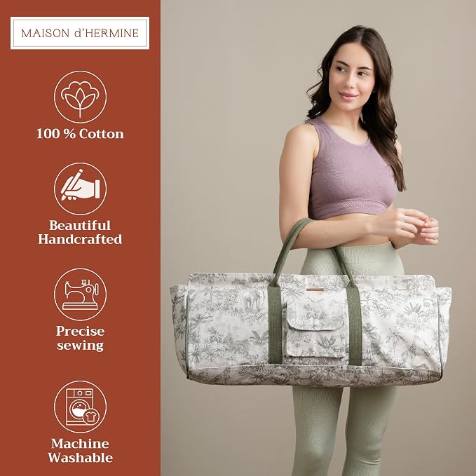 Maison d' Hermine Yoga Mat Duffle Bag Gym Tote Yoga Mat Carry Bag | Cylindrical bag for Woman Men Gifts Adjustable shoulder straps with Drawstring Water Bottle Pocket and zipper pocket