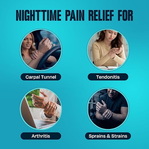 ComfyBrace 2 PACK Nighttime Pain Relief Wrist Brace for Carpal Tunnel, Tendonitis, Arthritis | Fits & Soothes Aches in Both Hands | Palm Cushion Beads for Hot Spots | Breathable Fabric