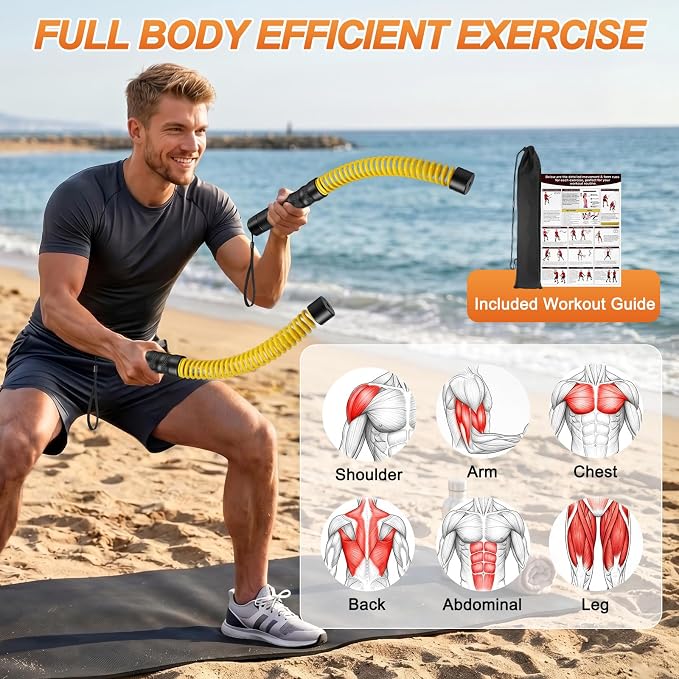Ropeless Battle Ropes for Home Gym, Weighted Ropeless Battle Adjustable Resistance Levels Ropeless Battle for Strength Training and Full Body Exercise