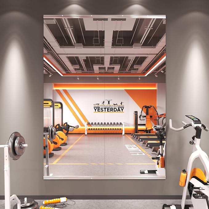 Amorho Gym Mirror, 63''x24''(Each)-2Pack | Frameless Full Body Mirror for Gym, Tempered Glass, Yoga Studios, Dance Rooms, Garage Gyms.