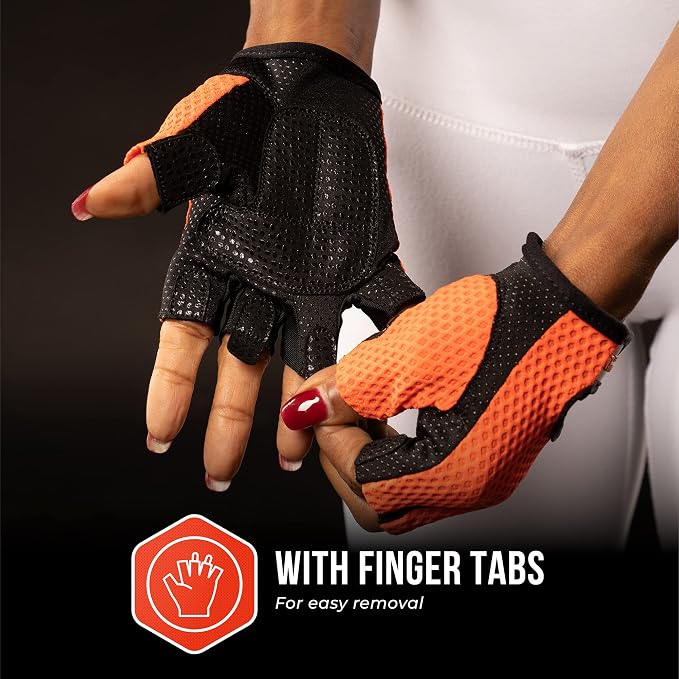 Contraband Pink Label 5307 Womens Designer Workout Gloves | Low Sweat Diamond Mesh Fabric w/Grip-Lock™ Silicone Palm