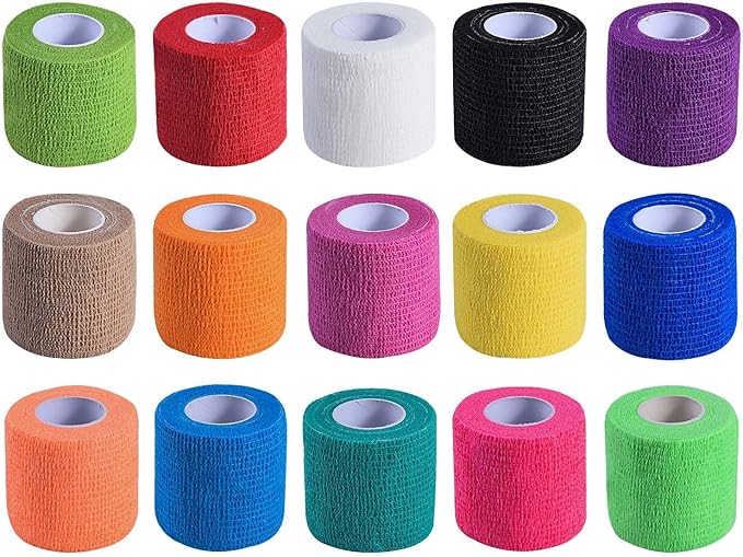 KISEER 15 Pack 2 Inch x 5 Yards Self Adhesive Bandage Breathable Cohesive Bandage Wrap Rolls Elastic Self-Adherent Tape for Stretch Athletic, Sports, Wrist, Ankle