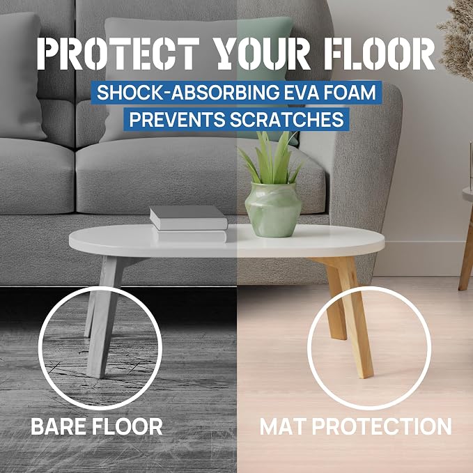 Yes4All EVA Interlocking Mats, Puzzle Floor Tiles, Foam Floor Padding with Border for Furniture, Home Space, Living Room, Garage 11,22,32 SQFT
