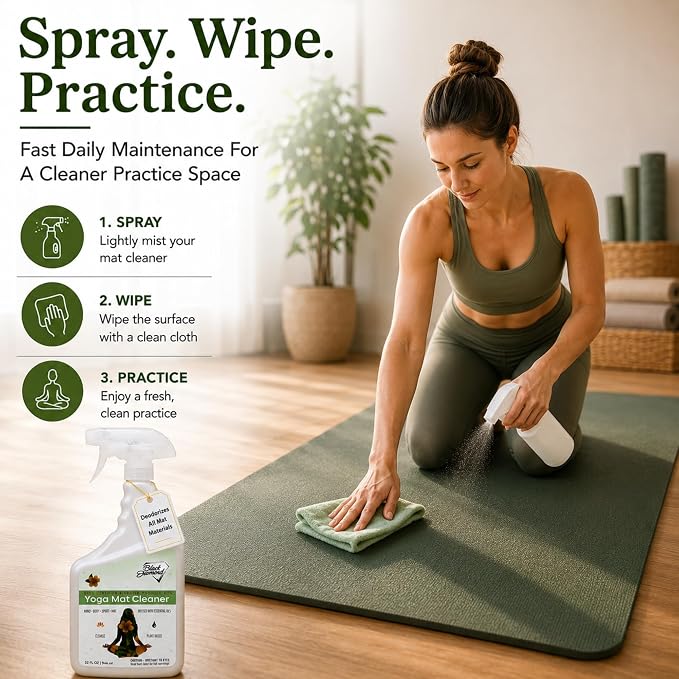 Yoga Mat Cleaner Spray for Exercise & Fitness Mats 1-Gallon | USDA Certified BIOBASED, Essential Oils, Safe for All Type of Materials, Exercise, Pilates, or Workout Mats