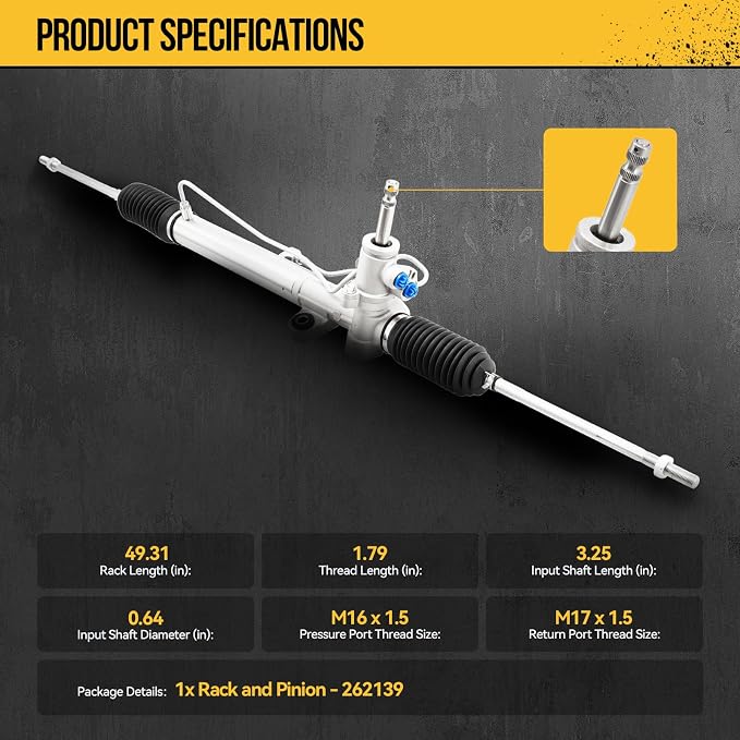 Power Steering Rack and Pinion Assembly Fit for 2003-2006 Outlander, Complete Steering Rack and Pinion System OEM Replace 26-2139