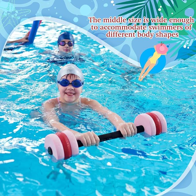 Soulchen Long Aquatic Exercise Dumbbells Pool Exercise Foam Water Weights Dumbbell Aquatic Pool Barbells with High Density EVA Foam for Swim Water Aerobics Workouts Loss