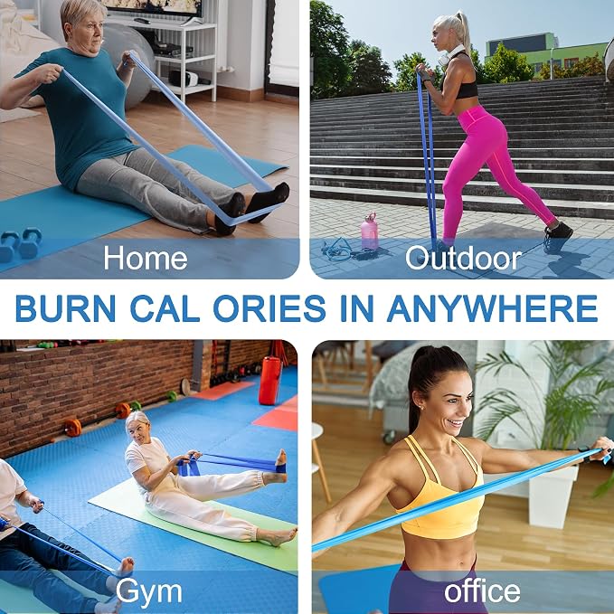 Resistance Bands for Working Out, Physical Therapy, Exercise, Pilates, Yoga | Latex-Free Stretch Bands for Women or Men, Elastic Exercise Bands Set for Stretching, fitness, Rehab, Workout, Gym and Home