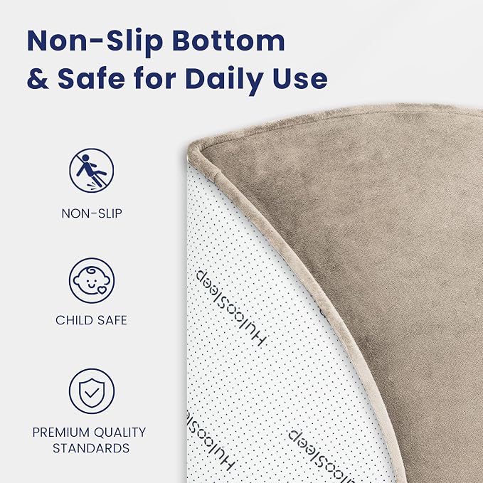 Baby Play Mat for Floor,1.3" Thick Elasti-Foam 47in Round Mat for Tummy Time,Water Repellent Soft Coral Velvet for Toddler,Infant,Kids,Non-Slip Backing Safe for Crawling(Beige)