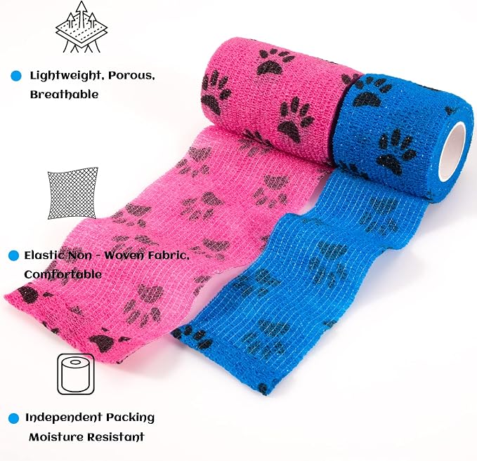 20 Rolls Dog Bandages for Wounds, Self Stick Vet Wrap for Dogs Horse, Vet Tape Elastic Self Adhesive Bandage Wrap(2 Inch 3 Inch)