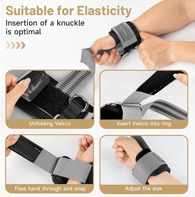 M MANUEKLEAR Wrist Straps for Weightlifting, Gym Lifting Straps with D Rings for Cable Machine,Weight Lifting Wrist Wraps for Men Women