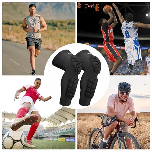 Padded Knee & Shin Guards Calf Pads Protector Compression Leg Sleeve Knee Brace for Football Basketball Volleyball Soccer Baseball for Youth Adult (1 Pair)