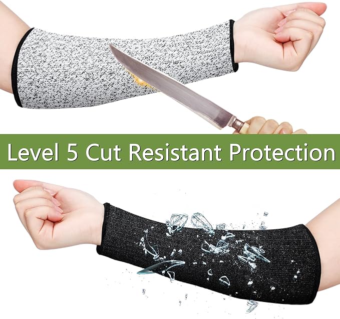 Sintege 3 Pairs Arm Protectors for Thin Skin and Bruising Cut Resistant Forearm Sleeve Level 5 Arm Burn Protection Sleeve (9.8 Inch,Black, Grey, Green)