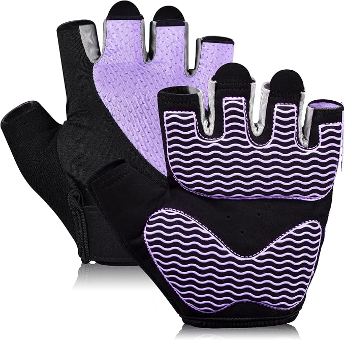 sunnex Workout Gloves for Women - Breathable Weight Lifting Gloves with Non-Slip Silicone Padding, Fingerless Gym Gloves for Cycling, Rowing, Pull Ups & Training (4 Sizes)