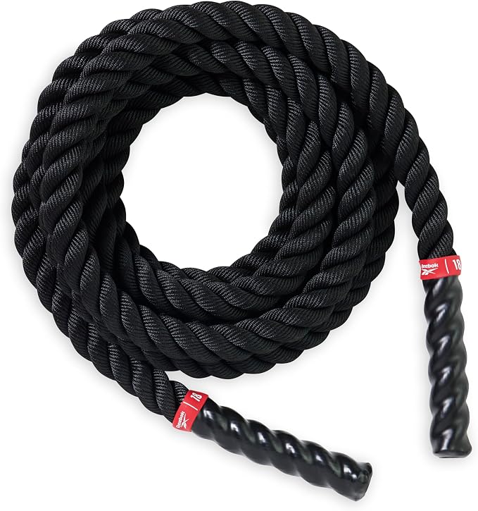Reebok 18 ft Battle Rope, 1.5" Thick, Home Gym | Battle Rope for Strength, HIIT Conditioning & Endurance Training | 1.5" Thick | 18 Ft Length | Home Gym Use