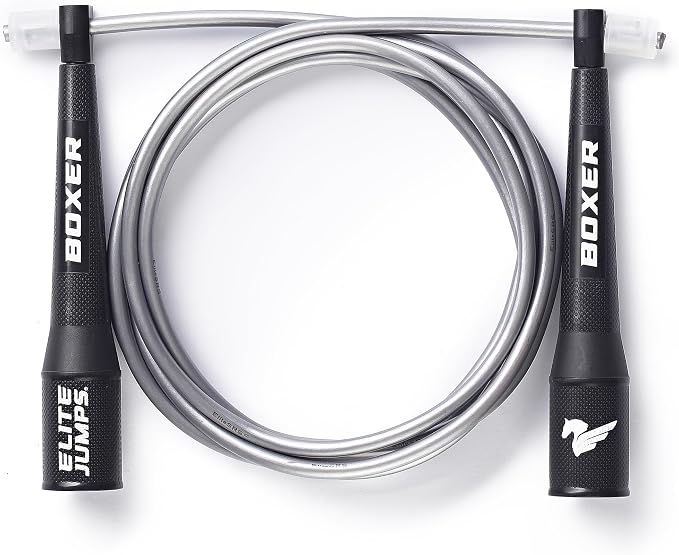 EliteSRS 10 Foot Outdoor Rated 5Mm Pvc, Boxer Jump Rope 3.0 with Smooth Action Polymer Handles and Ergonomic Slip-Resistant Dimpled Grips | Professional boxing rope. Smooth-action handles with slip-resistant grips. Fitness and cardio.