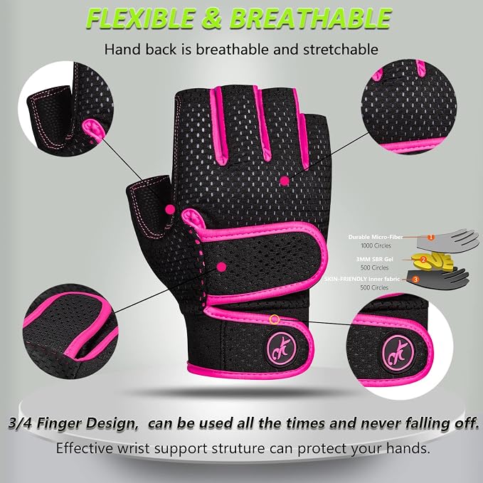 MOREOK Workout Gloves Padded Weight Lifting Gloves for Men/Women, [3MM Gel] Fingerless Grip Gym Gloves Fitness Gloves for Exercise,Hanging,Weightlifting, Cycling, Pull ups, Rowing