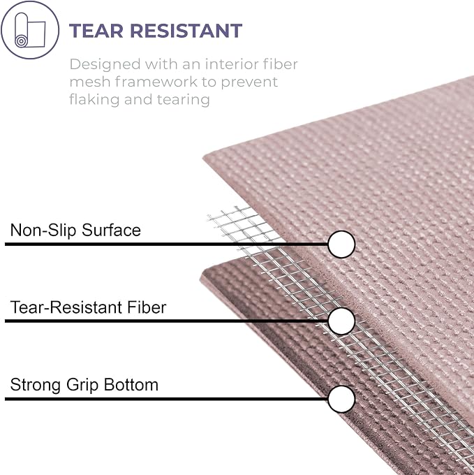 Voyage 5mm Studio Yoga Mats, 6 Pack, 72x24in | Extra Long, Anti-Tear Exercise Mats for Workout, Stretching, Fitness - Non Slip Gym Mats for Home, Schools and Studios